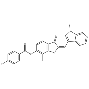 (2E)-7-methyl-2-[(1-methyl-1H-indol-3-yl)methylidene]-3-oxo-2,3-dihydro-1-benzofuran-6-yl 4-fluorobenzoate Structure