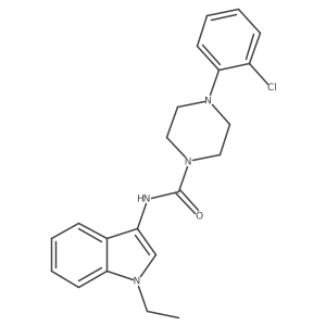 4-(2-chlorophenyl)-N-(1-ethyl-1H-indol-3-yl)piperazine-1-carboxamide结构式