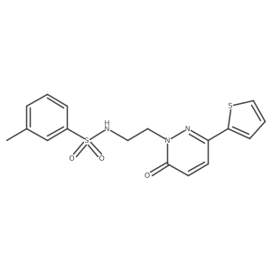 3-methyl-N-(2-(6-oxo-3-(thiophen-2-yl)pyridazin-1(6H)-yl)ethyl)benzenesulfonamide结构式