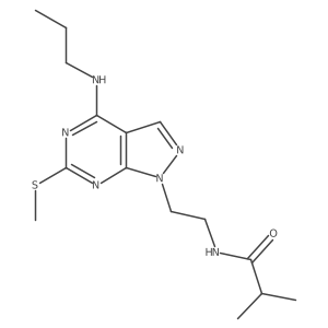 N-(2-(6-(methylthio)-4-(propylamino)-1H-pyrazolo[3,4-d]pyrimidin-1-yl)ethyl)isobutyramide结构式