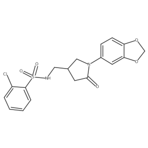 N-((1-(benzo[d][1,3]dioxol-5-yl)-5-oxopyrrolidin-3-yl)methyl)-2-chlorobenzenesulfonamide Structure