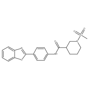 N-(4-(benzo[d]oxazol-2-yl)phenyl)-1-(methylsulfonyl)piperidine-3-carboxamide结构式
