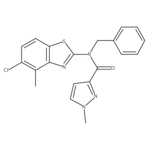 N-benzyl-N-(5-chloro-4-methylbenzo[d]thiazol-2-yl)-1-methyl-1H-pyrazole-3-carboxamide结构式