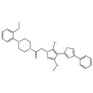 CNc1nn(CC(=O)N2CCN(c3ccccc3OC)CC2)c(N)c1-c1nc(-c2ccccc2)no1结构式