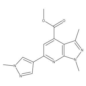 methyl 1,3-dimethyl-6-(1-methyl-1H-pyrazol-4-yl)-1H-pyrazolo[3,4-b]pyridine-4-carboxylate结构式