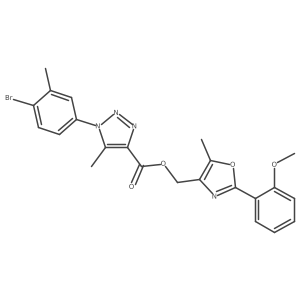 [2-(2-methoxyphenyl)-5-methyl-1,3-oxazol-4-yl]methyl 1-(4-bromo-3-methylphenyl)-5-methyl-1H-1,2,3-triazole-4-carboxylate结构式