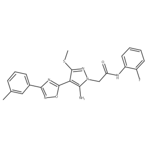 2-{5-amino-4-[3-(3-methylphenyl)-1,2,4-oxadiazol-5-yl]-3-(methylsulfanyl)-1H-pyrazol-1-yl}-N-(2-fluorophenyl)acetamide Structure