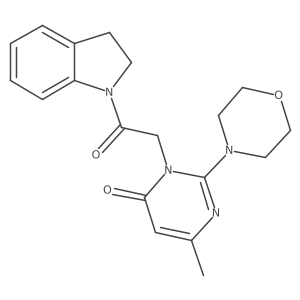 3-(2-(indolin-1-yl)-2-oxoethyl)-6-methyl-2-morpholinopyrimidin-4(3H)-one结构式