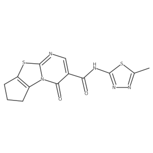 N-(5-methyl-1,3,4-thiadiazol-2-yl)-4-oxo-4,6,7,8-tetrahydrocyclopenta[4,5]thiazolo[3,2-a]pyrimidine-3-carboxamide结构式