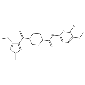 N-(3-chloro-4-methoxyphenyl)-1-(3-methoxy-1-methyl-1H-pyrazole-4-carbonyl)piperidine-4-carboxamide结构式