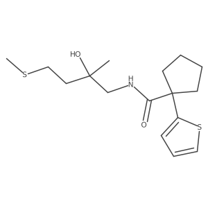 N-(2-hydroxy-2-methyl-4-(methylthio)butyl)-1-(thiophen-2-yl)cyclopentanecarboxamide结构式