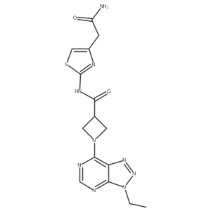 N-(4-(2-amino-2-oxoethyl)thiazol-2-yl)-1-(3-ethyl-3H-[1,2,3]triazolo[4,5-d]pyrimidin-7-yl)azetidine-3-carboxamide结构式