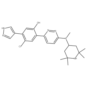 4-Chloro-2-[6-[methyl(2,2,6,6-tetramethyl-4-piperidinyl)amino]-3-pyridazinyl]-5-(1H-pyrazol-4-yl)phenol Structure