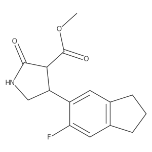 Rel-methyl (3R,4S)-4-(6-fluoro-2,3-dihydro-1H-inden-5-yl)-2-oxopyrrolidine-3-carboxylate结构式