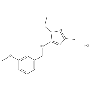 2-ethyl-N-[(3-methoxyphenyl)methyl]-5-methylpyrazol-3-amine;hydrochloride结构式