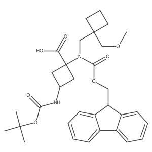 3-{[(tert-butoxy)carbonyl]amino}-1-({[(9H-fluoren-9-yl)methoxy]carbonyl}({[1-(methoxymethyl)cyclobutyl]methyl})amino)cyclobutane-1-carboxylic acid结构式