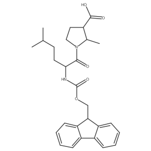 1-[2-({[(9H-fluoren-9-yl)methoxy]carbonyl}amino)-5-methylhexanoyl]-2-methylpyrrolidine-3-carboxylic acid Structure