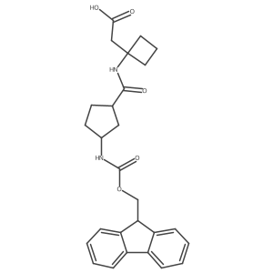 2-{1-[3-({[(9H-fluoren-9-yl)methoxy]carbonyl}amino)cyclopentaneamido]cyclobutyl}acetic acid Structure