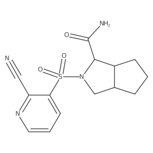 2-[(2-Cyanopyridin-3-yl)sulfonyl]-octahydrocyclopenta[c]pyrrole-1-carboxamide Structure