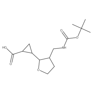 (1RS,2RS)-2-[(3S)-3-({[(tert-butoxy)carbonyl]amino}methyl)oxolan-2-yl]cyclopropane-1-carboxylic acid Structure
