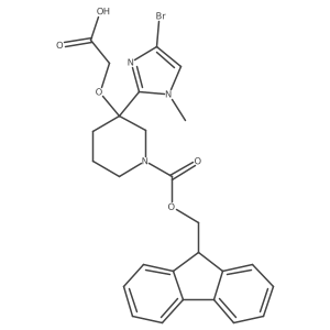 2-{[3-(4-bromo-1-methyl-1H-imidazol-2-yl)-1-{[(9H-fluoren-9-yl)methoxy]carbonyl}piperidin-3-yl]oxy}acetic acid结构式