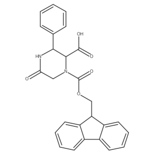 rac-(2R,3S)-1-{[(9H-fluoren-9-yl)methoxy]carbonyl}-5-oxo-3-phenylpiperazine-2-carboxylic acid结构式