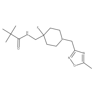 N-({4-fluoro-1-[(5-methyl-1,2,4-oxadiazol-3-yl)methyl]piperidin-4-yl}methyl)-2,2-dimethylpropanamide结构式