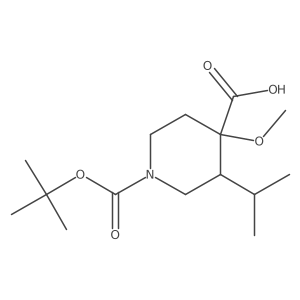 1-Tert-butoxycarbonyl-3-isopropyl-4-methoxy-piperidine-4-carboxylic acid结构式