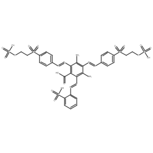 3,5-Diamino-2,4-bis[2-[4-[[2-(sulfooxy)ethyl]sulfonyl]phenyl]diazenyl]-6-[2-(2-sulfophenyl)diazenyl]benzoic acid结构式