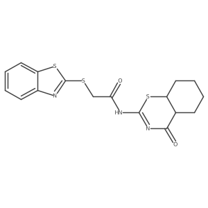 2-(1,3-benzothiazol-2-ylsulfanyl)-N-(4-oxo-4a,5,6,7,8,8a-hexahydro-1,3-benzothiazin-2-yl)acetamide Structure