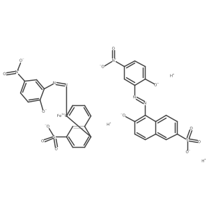 Ferrate(3-), bis[6-(hydroxy-I masculineO)-5-[[2-(hydroxy-I masculineO)-5-nitrophenyl]azo-I masculineN1]-2-naphthalenesulfonato(3-)]-, trihydrogen Structure