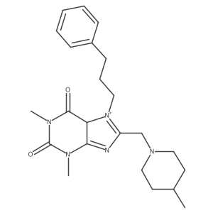 1,3-dimethyl-8-[(4-methylpiperidin-1-yl)methyl]-7-(3-phenylpropyl)-5H-purin-7-ium-2,6-dione Structure