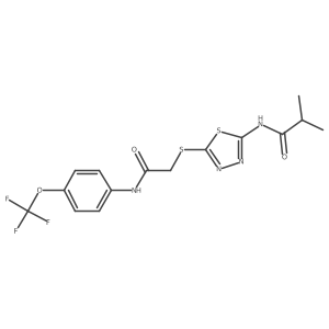 N-(5-((2-oxo-2-((4-(trifluoromethoxy)phenyl)amino)ethyl)thio)-1,3,4-thiadiazol-2-yl)isobutyramide结构式