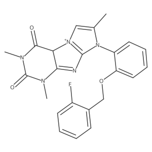 6-[2-[(2-fluorophenyl)methoxy]phenyl]-2,4,7-trimethyl-9aH-purino[7,8-a]imidazol-9-ium-1,3-dione结构式