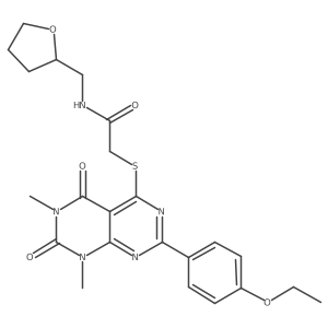 2-((2-(4-ethoxyphenyl)-6,8-dimethyl-5,7-dioxo-5,6,7,8-tetrahydropyrimido[4,5-d]pyrimidin-4-yl)thio)-N-((tetrahydrofuran-2-yl)methyl)acetamide Structure