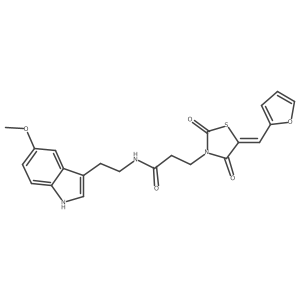 3-[(5Z)-5-(furan-2-ylmethylidene)-2,4-dioxo-1,3-thiazolidin-3-yl]-N-[2-(5-methoxy-1H-indol-3-yl)ethyl]propanamide结构式
