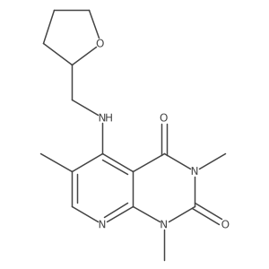 1,3,6-trimethyl-5-(((tetrahydrofuran-2-yl)methyl)amino)pyrido[2,3-d]pyrimidine-2,4(1H,3H)-dione结构式