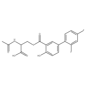 2-Acetamido-3-[5-(2,4-difluorophenyl)-2-hydroxybenzoyl]sulfanylpropanoic acid Structure