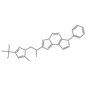 2-[1-Methyl-2-[5-methyl-3-(trifluoromethyl)-1H-pyrazol-1-yl]ethyl]-7-phenyl-7H-pyrazolo[4,3-e][1,2,4]triazolo[1,5-c]pyrimidine Structure
