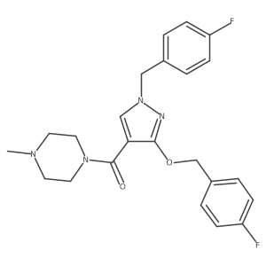 1-{3-[(4-fluorophenyl)methoxy]-1-[(4-fluorophenyl)methyl]-1H-pyrazole-4-carbonyl}-4-methylpiperazine Structure
