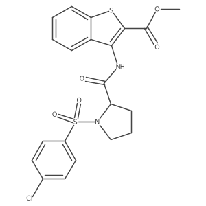 Methyl 3-(1-((4-chlorophenyl)sulfonyl)pyrrolidine-2-carboxamido)benzo[b]thiophene-2-carboxylate Structure
