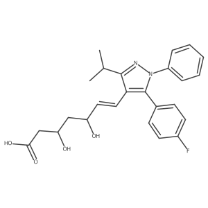 rel-(3R,5S,6E)-7-[5-(4-Fluorophenyl)-3-(1-methylethyl)-1-phenyl-1H-pyrazol-4-yl]-3,5-dihydroxy-6-heptenoic acid结构式