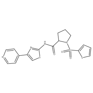 N-(4-(pyridin-4-yl)thiazol-2-yl)-1-(thiophen-2-ylsulfonyl)pyrrolidine-2-carboxamide Structure