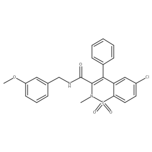 6-chloro-N-(3-methoxybenzyl)-2-methyl-4-phenyl-2H-1,2-benzothiazine-3-carboxamide 1,1-dioxide Structure