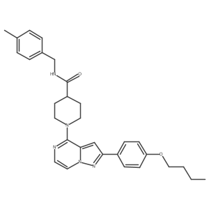 1-(2-(4-butoxyphenyl)pyrazolo[1,5-a]pyrazin-4-yl)-N-(4-methylbenzyl)piperidine-4-carboxamide结构式