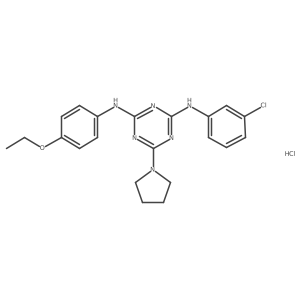 N2-(3-chlorophenyl)-N4-(4-ethoxyphenyl)-6-(pyrrolidin-1-yl)-1,3,5-triazine-2,4-diamine hydrochloride结构式