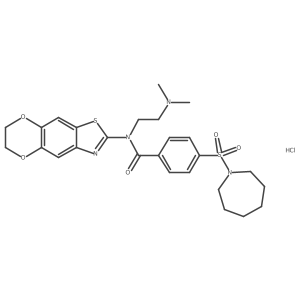 4-(azepan-1-ylsulfonyl)-N-(6,7-dihydro-[1,4]dioxino[2',3':4,5]benzo[1,2-d]thiazol-2-yl)-N-(2-(dimethylamino)ethyl)benzamide hydrochloride Structure