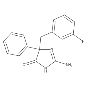 2-Amino-5-[(3-fluorophenyl)methyl]-5-phenyl-4,5-dihydro-1H-imidazol-4-one结构式
