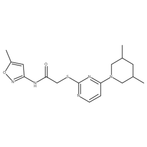 2-((4-(3,5-dimethylpiperidin-1-yl)pyrimidin-2-yl)thio)-N-(5-methylisoxazol-3-yl)acetamide结构式