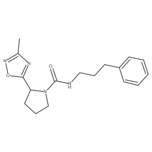 2-(3-methyl-1,2,4-oxadiazol-5-yl)-N-(3-phenylpropyl)pyrrolidine-1-carboxamide结构式